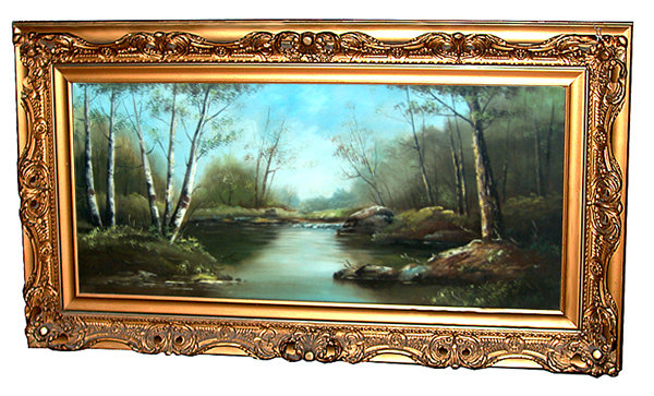 77.5765 19th C. American Oil on Canvas Landscape Painting