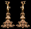 70.5777 Pair of Massive Cast Bronze Figural Andirons