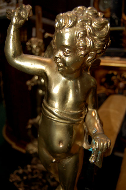 70.5777 Pair of Massive Cast Bronze Figural Andirons