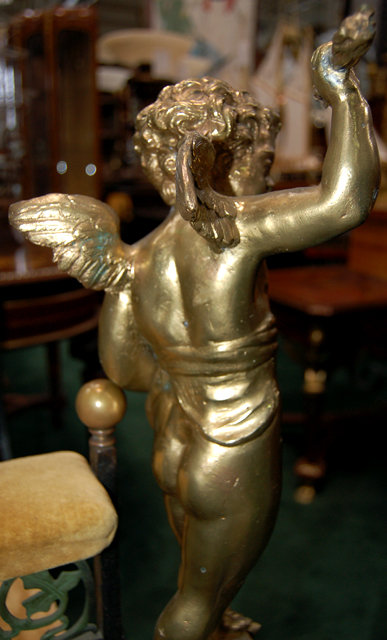 70.5777 Pair of Massive Cast Bronze Figural Andirons