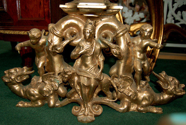 70.5777 Pair of Massive Cast Bronze Figural Andirons