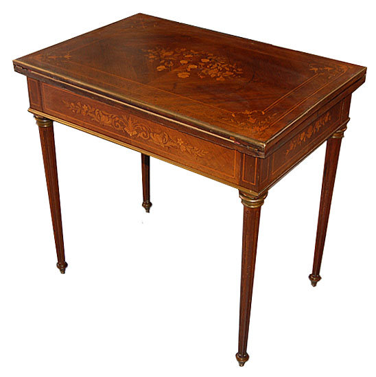 19.1142 Antique French Inlaid Side/Game Table with Backgammon Board