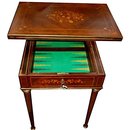 19.1142 Antique French Inlaid Side/Game Table with Backgammon Board