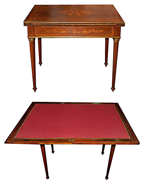 19.1142 Antique French Inlaid Side/Game Table with Backgammon Board