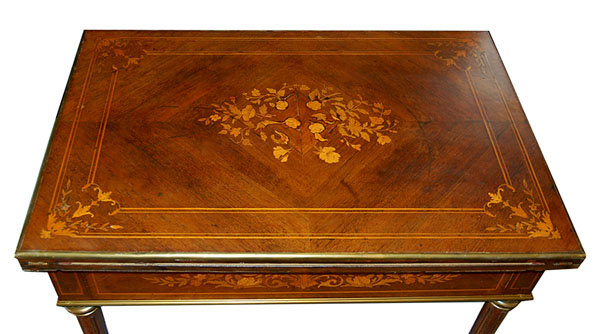 19.1142 Antique French Inlaid Side/Game Table with Backgammon Board