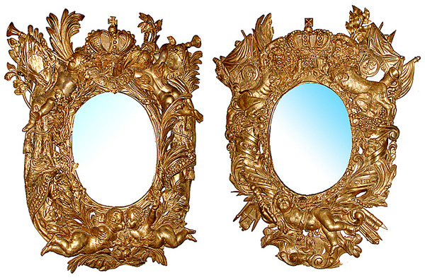 32.5779 Pair of Italian Baroque Giltwood Mirrors c. 1691