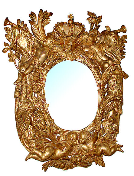 32.5779 Pair of Italian Baroque Giltwood Mirrors c. 1691
