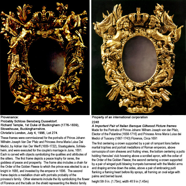 32.5779 Pair of Italian Baroque Giltwood Mirrors c. 1691