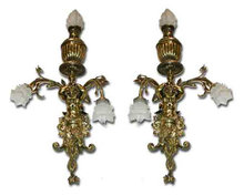60.4042 Pair of Beautiful Brass Wall Sconces with Figural Cupids