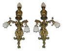 60.4042 Pair of Beautiful Brass Wall Sconces with Figural Cupids