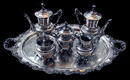 83.5809 Large American Eastlake 6 piece Silver Plate Tea Set .