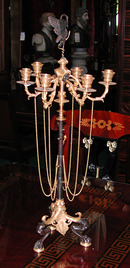 63.5819 Pair of French Napoleon III Patinated & Gilt Bronze 6-Light Candelabra