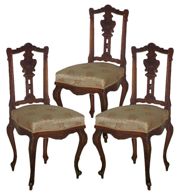 29.5048B Set of Three 19th C. French Rosewood Side Chairs