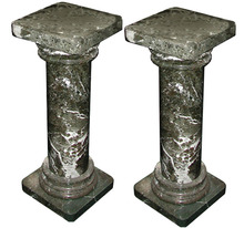 84.0400 Pair of Ionic Green Marble Columns