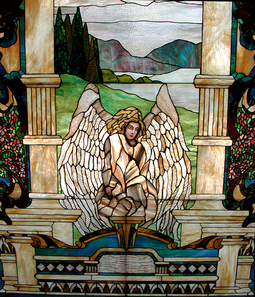 74.5839 Stained Glass Window with Angelic Motif.