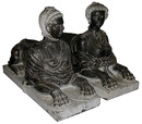 68.5867 Pair of Black Marble Sphinxes.