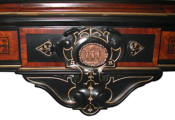54.5884 Rare Pottier & Stymus Walnut Victorian Inlaid Console with Marble Top