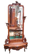 35.5143A 19th C. French Walnut Hall Mirror and Planter.