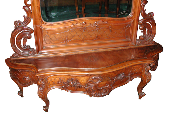 35.5143A 19th C. French Walnut Hall Mirror and Planter.