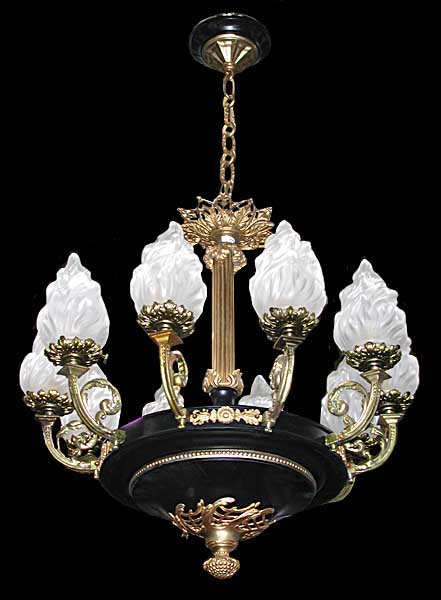 57.5919 Fine Quality Tole and Bronze French Empire Chandelier