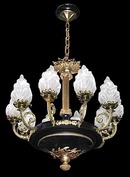 57.5919 Fine Quality Tole and Bronze French Empire Chandelier