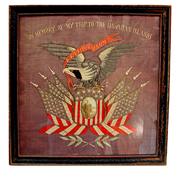 77.5940 Framed WWI Needlepoint Memorabilia