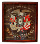 77.5941 Framed Naval Embroidery Memorabilia Circa 1900