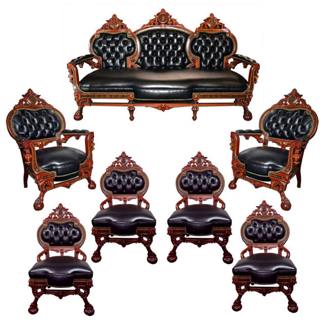 38.5942 Antique 7-Pc. American Renaissance Parlor Set by Herter Bros.