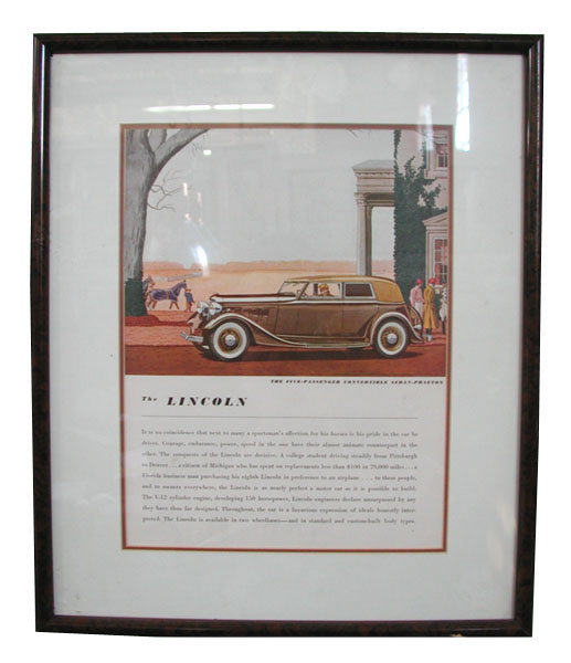 78.8454 Original 1930s Auto Print Ads with Frame
