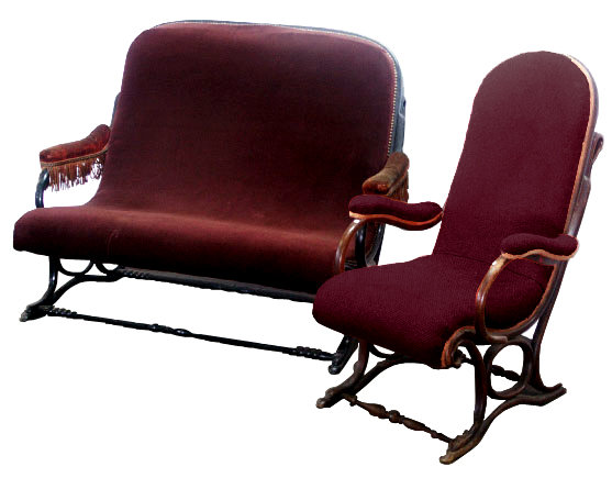 38.2312 Rare Thonet Bentwood Settee & Matching Chair