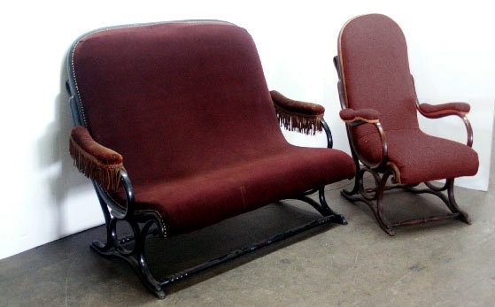 38.2312 Rare Thonet Bentwood Settee & Matching Chair