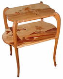 19.1170 Fruitwood Marquetry Two Tier Tea Table c.1900 Attr. to Galle