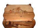 19.1170 Fruitwood Marquetry Two Tier Tea Table c.1900 Attr. to Galle