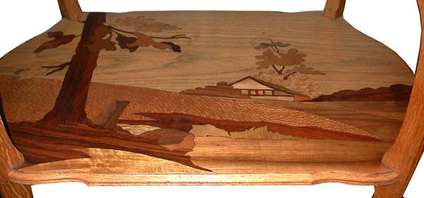 19.1170 Fruitwood Marquetry Two Tier Tea Table c.1900 Attr. to Galle