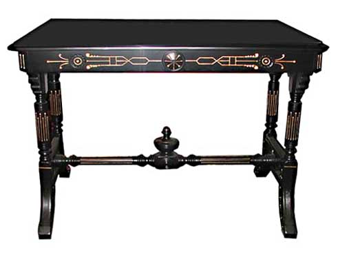 17.9766 Ebonized & Inlaid Table w/Nice Base c. 1870