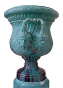 81.5965 Pair of Majolica Turquoise Urns
