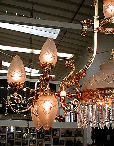 55.5972 19th C. Bronze Griffin Chandelier