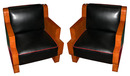 29.5988 Pair of Burled Maple Art Deco Chairs