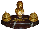 70.5995 Gilt Bronze & Marble American Indian Inkwell