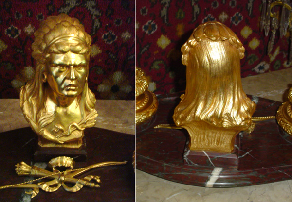 70.5995 Gilt Bronze & Marble American Indian Inkwell