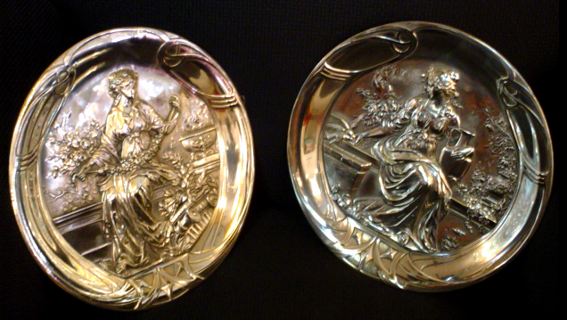 83.6034 Pair of Figural Female Art Nouveau Plaques.