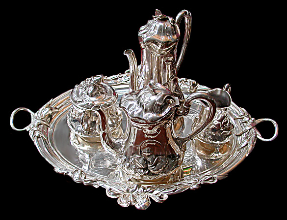 83.6049 Silver Plate Art Nouveau Tea Set by WMF