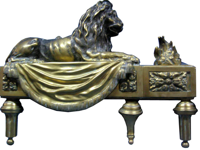 81.6038 Pair of 19th C. French Bronze Lion Chenets