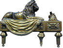 81.6038 Pair of 19th C. French Bronze Lion Chenets