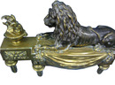 81.6038 Pair of 19th C. French Bronze Lion Chenets