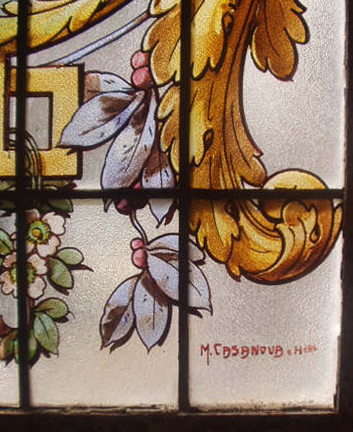 74.6037 19th C. Stained Glass Window Signed M. Casanova
