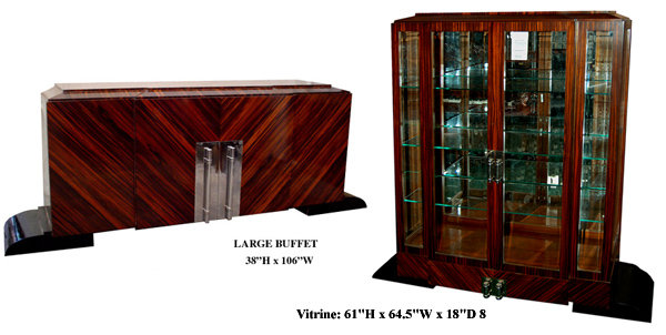 6055 11-Piece Ebony d'Massacar Art Deco Dining Set by Dominique