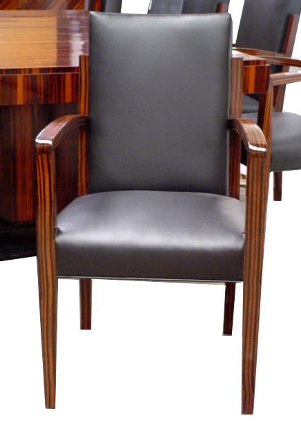 6055 11-Piece Ebony d'Massacar Art Deco Dining Set by Dominique