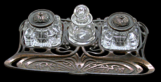 70.273 Bronze & Crystal Inkwell