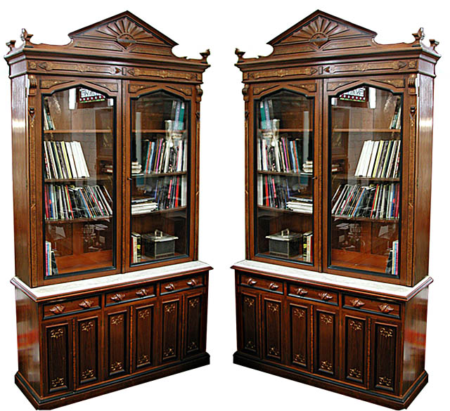 116 Pair of Renaissance Revival Breakfront Bookcases